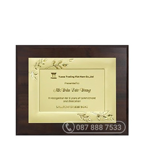 Bảng vinh danh đồng mạ vàng, KT: 20x25cm - GTP-BVD2208