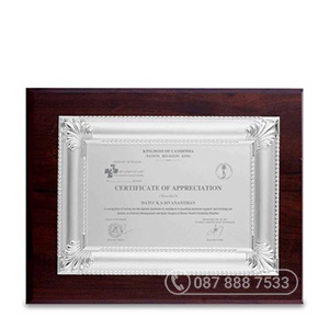 Bảng vinh danh đồng mạ bạc, KT: 23x30cm - GTP-BVD2207