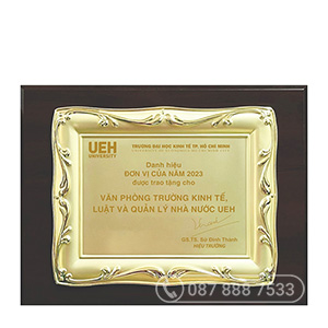 Bảng vinh danh đồng mạ vàng, KT: 23x30cm - GTP-BVD2205